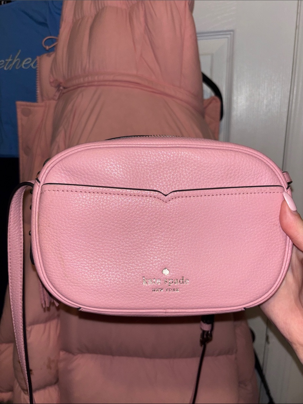 kate spade Pink Pebbled Leather Camera Crossbody